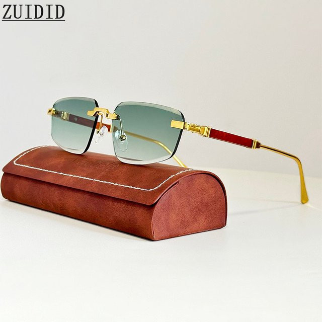 ZUIDID Sonnenbrille randlos, Holz, rechteckig, Unisex - Bild 1