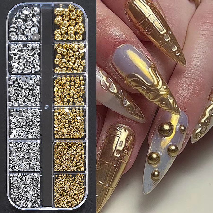 MAFANAILS Nagel Charms, Perlen, Gold Silber, Metallic, Unisex - Bild 2
