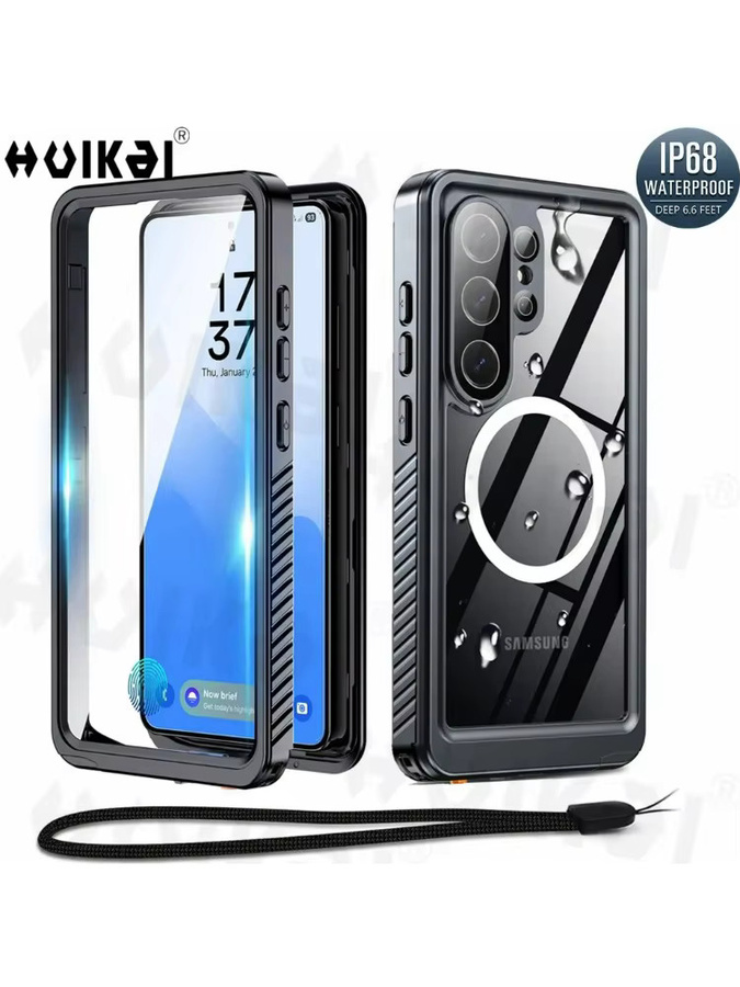 Huikai Wasserdichte Hülle für Samsung Galaxy S26 Ultra, S26 Plus und S26, MagSafe-kompatibel, IP68 Vollschutz, robust und stoßfest, Schwarz - Bild 7