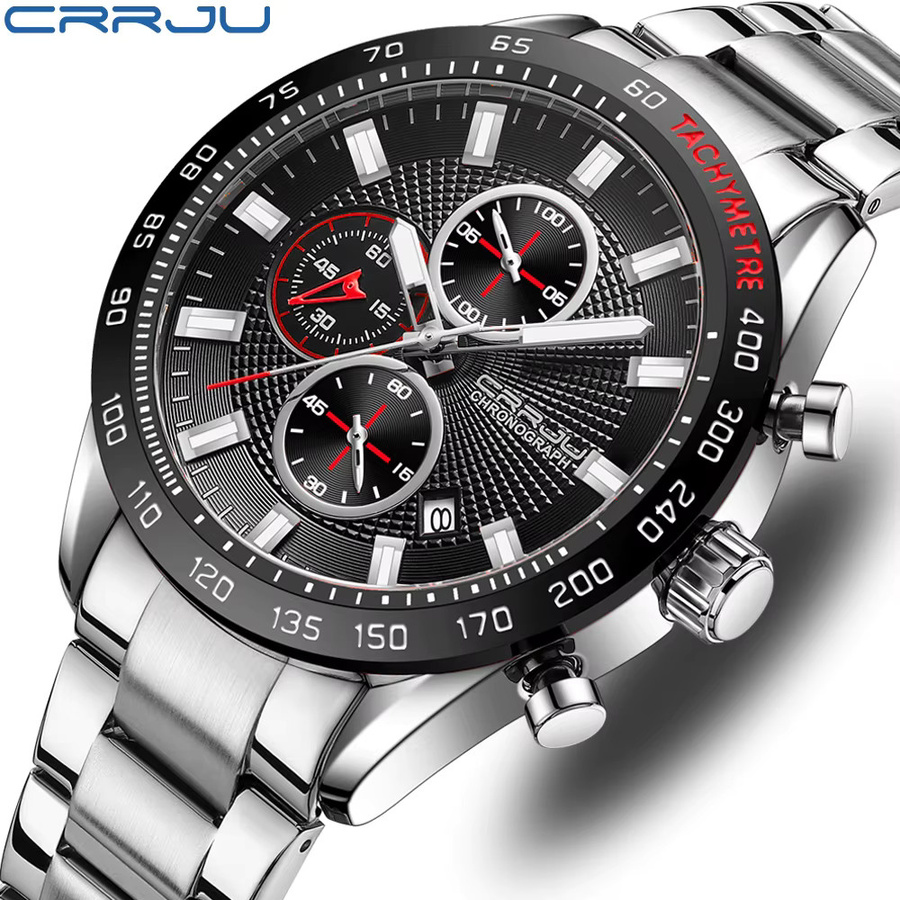 CRRJU Armbanduhr, Quarz, Edelstahl, Schwarz, Herren - Bild 2