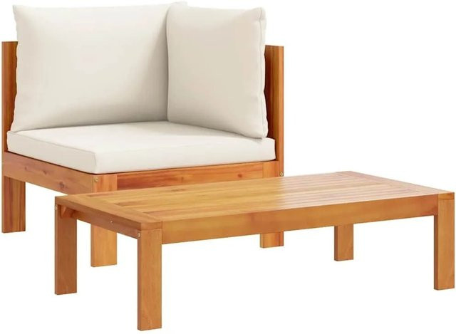 vidaXL Garten-Sofa-Set aus Massivholz Akazie mit Kissen und Lounge-Sessel für Terrasse und Garten - Bild 1