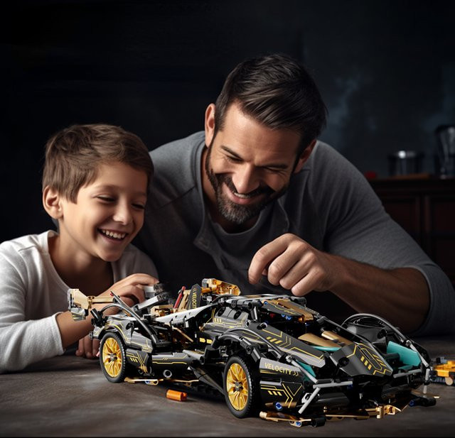 RC Tech Racer Schwarzer V12 Block Roadster, 1:14, Bausatz - Bild 1