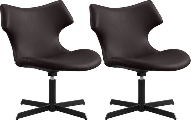 CLP 2er Set Loungestühle Welland, gepolsterte Relaxsessel in brauner Lederoptik, 360 Grad drehbar mit Lehnen - Bild 1