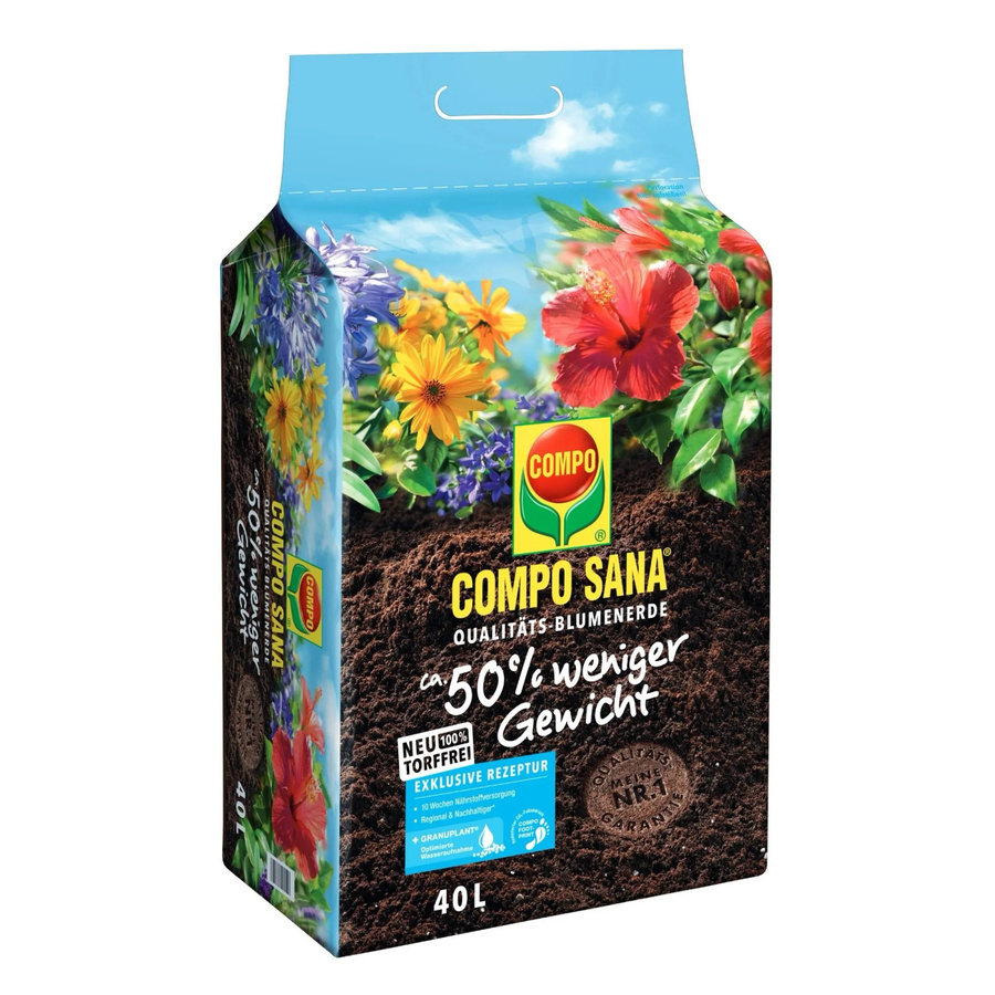 Compo Sana torffreie Qualitäts-Blumenerde mit Bimsstein für Zimmerpflanzen, Balkonpflanzen und Gartenpflanzen, 750 g - Bild 2