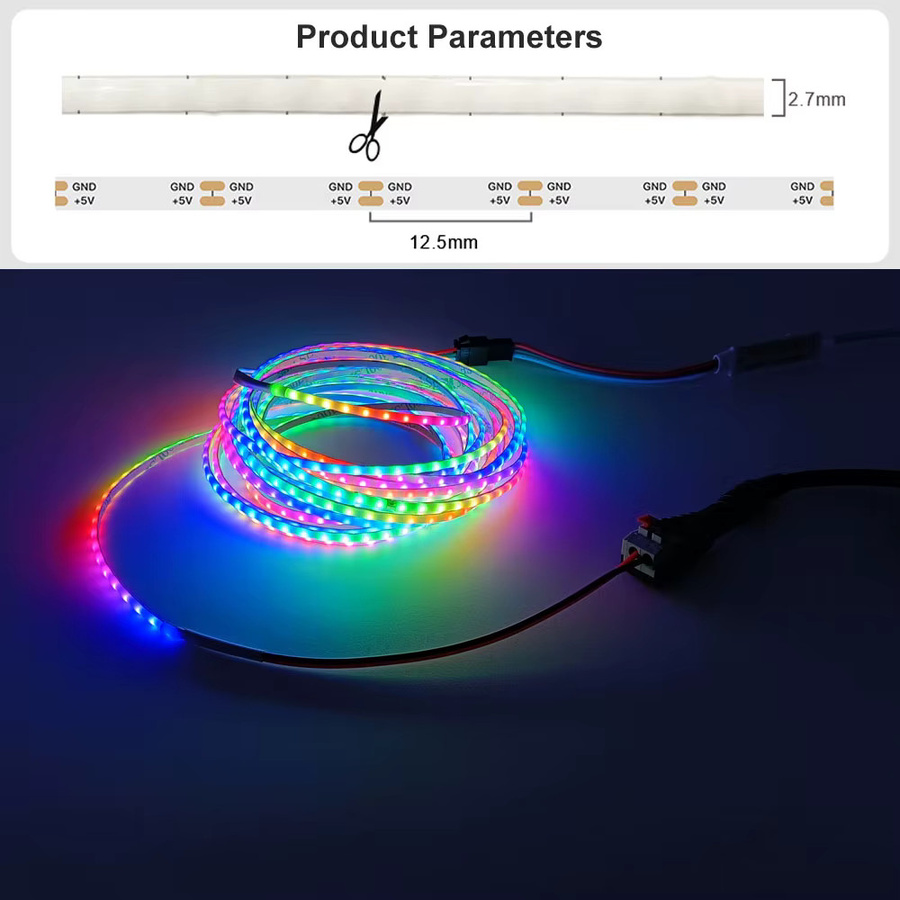 FUNZENXIN COB-LED-Streifen-Kit WS2812B mit 17-Tasten-Musikcontroller, RGBIC Pixellicht, individuell adressierbar und flexibel, Multicolour - Bild 3