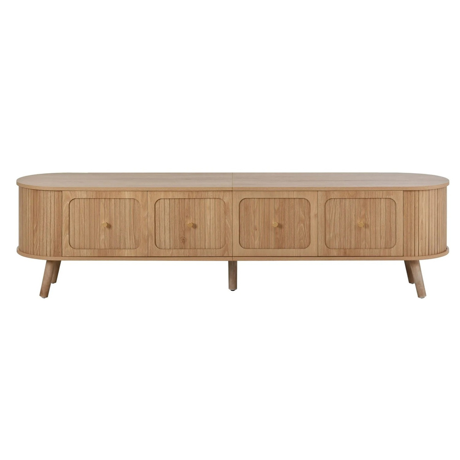 okwish TV Schrank mit 4 Türen und Gold Griffen in Natur mit Holz Beinen, B/T/H: 180 x 38 x 47 cm - Bild 2