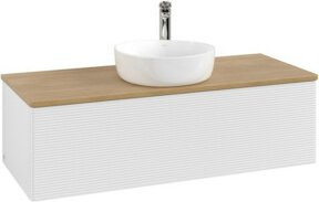 V&B Waschtischunterschrank Antao mit Frontstruktur, Eiche honig und Weiß lackiert, B/T/H: 120 x 50 x 50 cm - Bild 1
