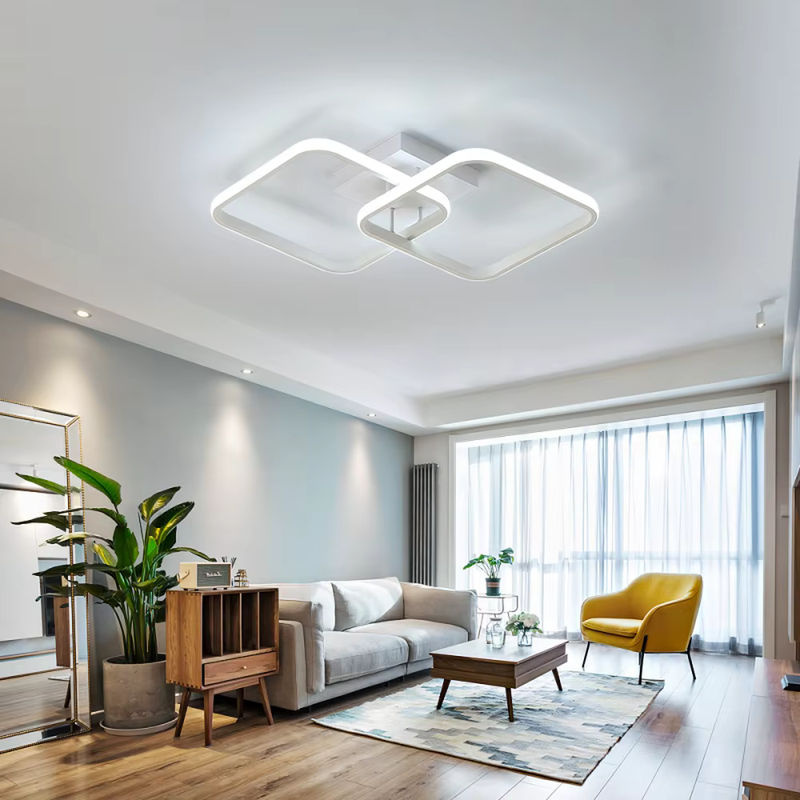 Riserva Moderne Quadratische LED-Deckenleuchte in Weiß mit 42 W und 6500 K Kaltweiß für Wohnzimmer, Küche, Esszimmer und Büro - Bild 4