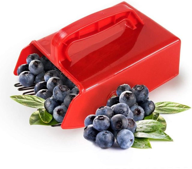 TOMTOP JMS Beerenpflücker mit metallischem Kamm und Griff in Rot für Heidelbeeren und Moltebeeren - Bild 1