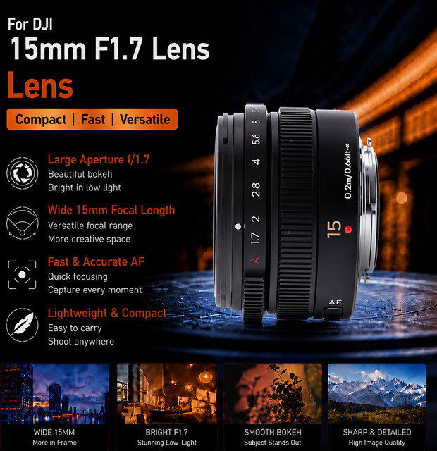 DJI 15mm F1.7 Objektiv für Micro Four Thirds in Schwarz - Bild 1