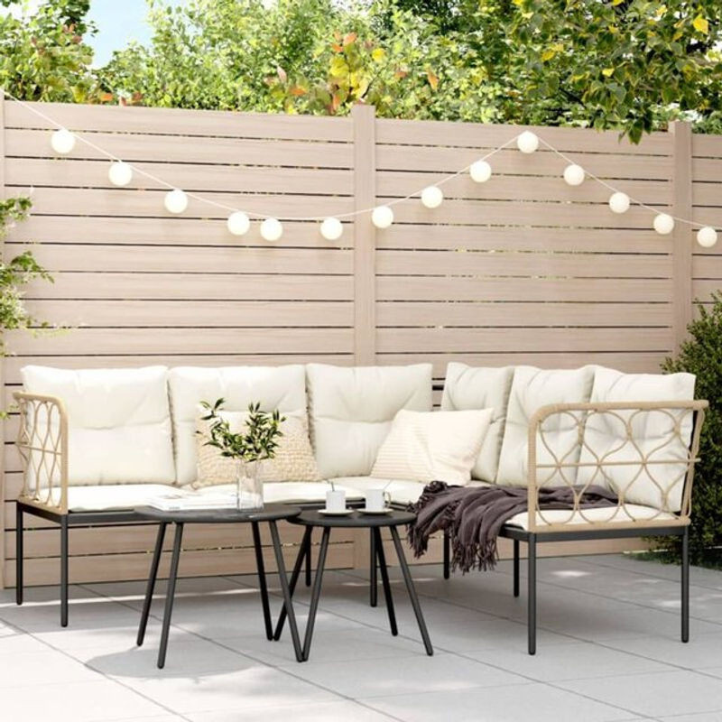Vidaxl Garten-Sofagarnitur mit Kissen aus Stahl und Textilene in Schwarz - Bild 1
