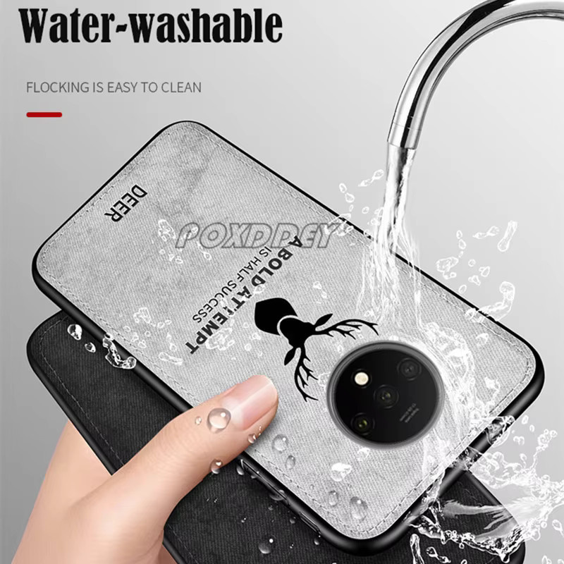Handyhülle mit Lanyard und Vintage Deer Logo für Huawei P30 P40 P50 P60 Mate 30 40 50 60 Pro in Schwarz und Grau mit Tuch Textur - Bild 2