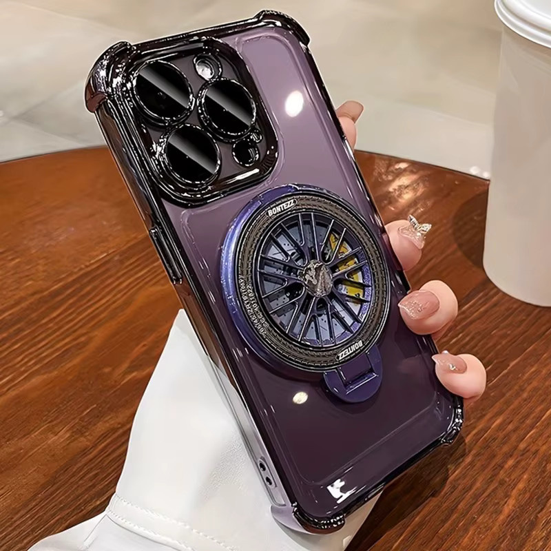Magnetische 360 Grad Schutz Handyhülle mit drehbarer Halterung für Samsung Galaxy S26 S25 Ultra S24 FE S23 Plus S22 A36 A35 A55 A54 A53 in Gold und Purple - Bild 3