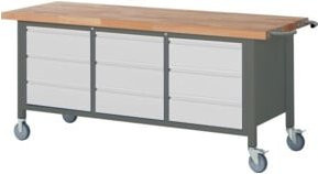 STIER Fahrbare Werkbank Premium mit 9 Schubladen, B/T/H: 200 x 70 x 88 cm - Bild 1