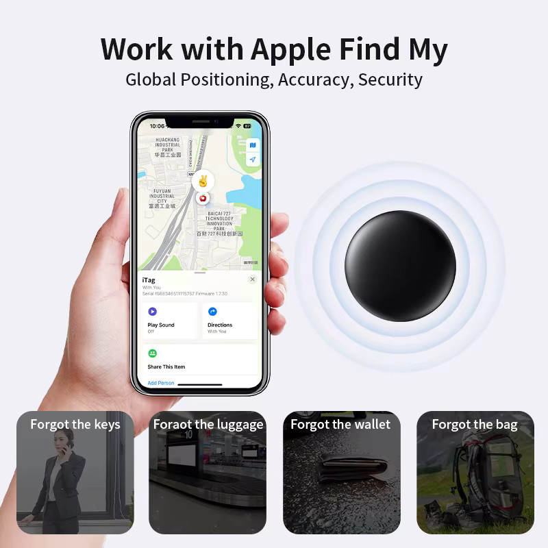 Intelligenter Bluetooth-GPS-Tracker für Apple Find My App mit Soundortung und Alarmfunktion in Schwarz oder Weiß - Bild 4