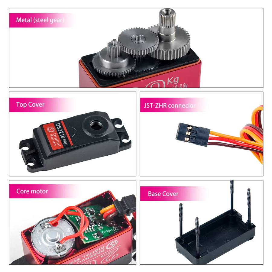 Stemedu DS3218 Pro Digital Servo, 20KG, 180/270 Grad, Wasserdicht, Metall Gear, mit 25T Arm - Bild 3
