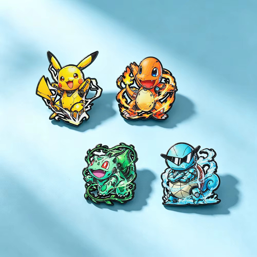 4 Stück Pokemon Emaille-Pins, Metallbrosche, Unisex - Bild 3