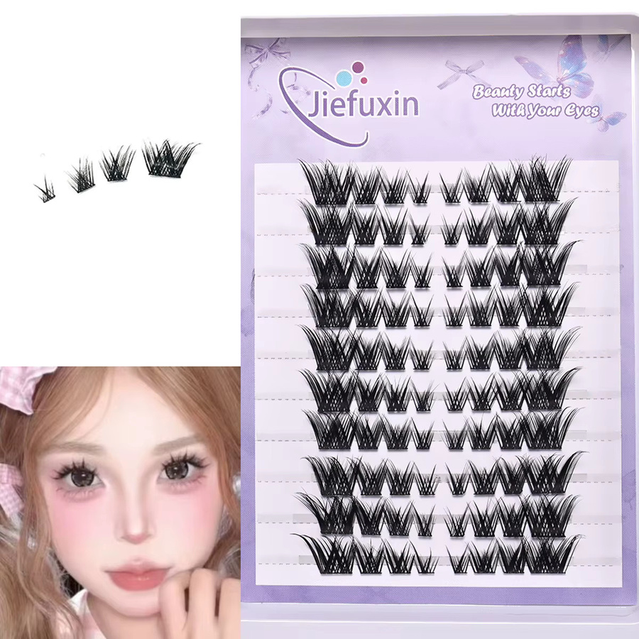 JIEFUXIN Fox Eye Einzelwimpern, Black, Natürlich, Unisex - Bild 2