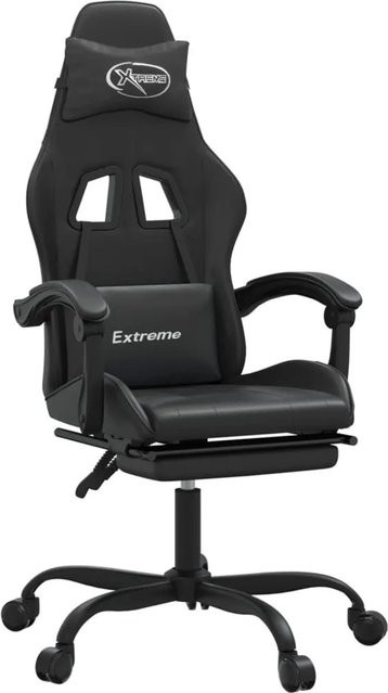 vidaXL Gaming-Stuhl in Schwarz aus Kunstleder mit Fußstütze und Kopfstütze - Bild 1