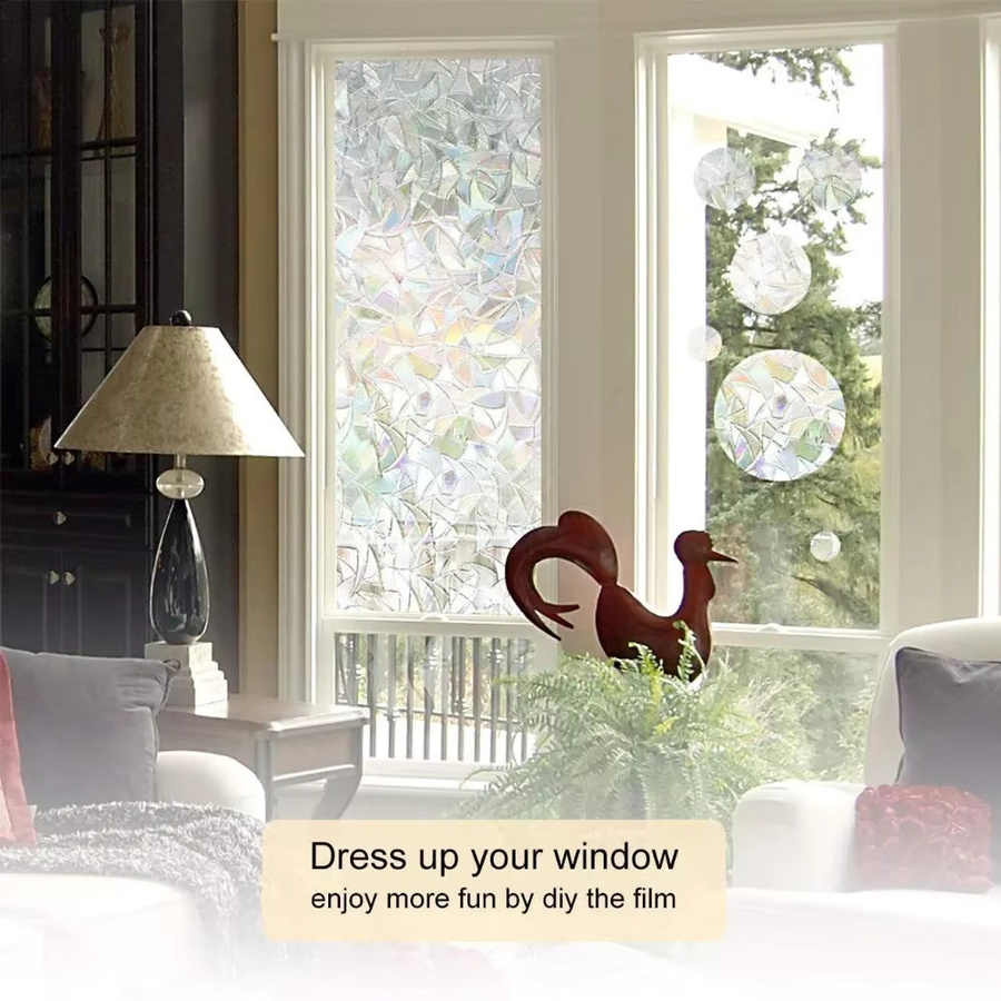 BUNPIG Fensterfolie 3D Buntes Dekoratives Fensterglas mit Abstraktem Muster, Undurchsichtig und Selbstklebend, Breite: 90 cm, Höhe: 200 cm - Bild 3