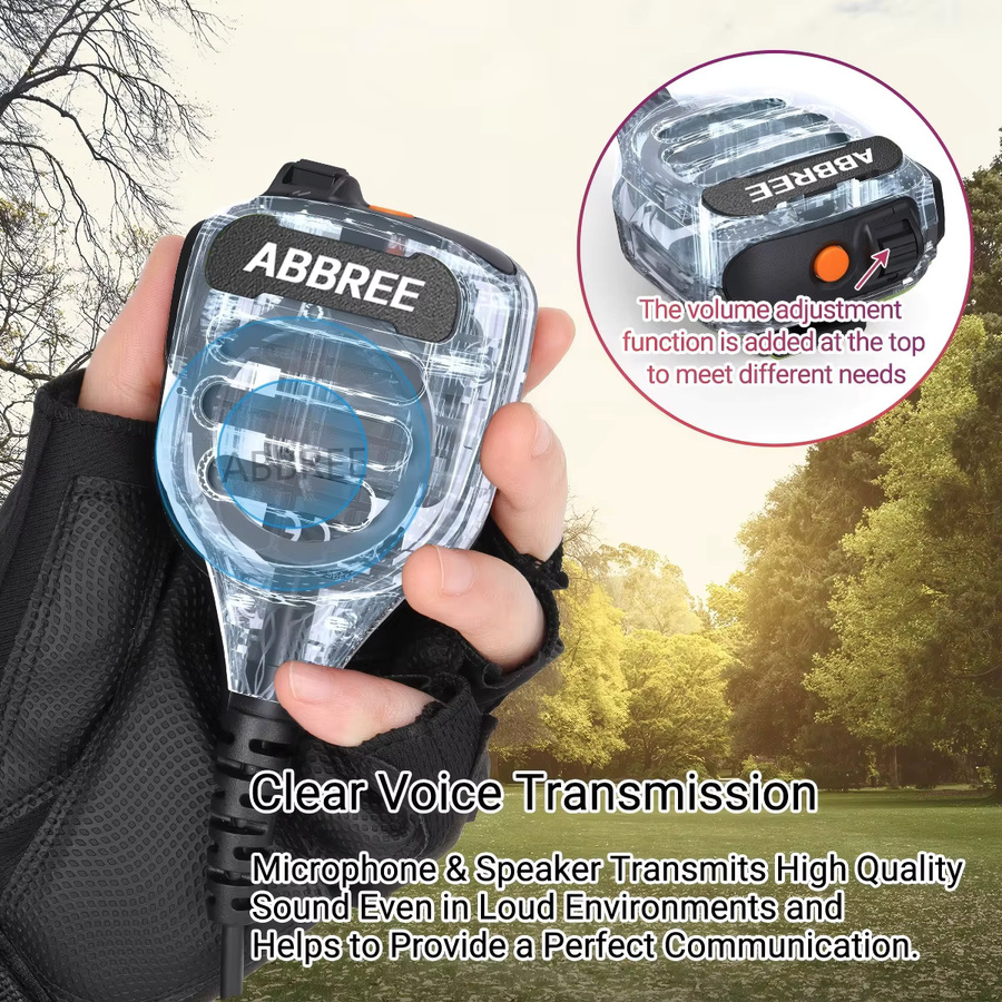 ABBREE AR-850 Lautsprechermikrofon in Schwarz für Baofeng UV-5R BF-888S UV-82 Walkie-Talkie mit einstellbarer Lautstärke und IP54 Wasserdichtigkeit - Bild 5