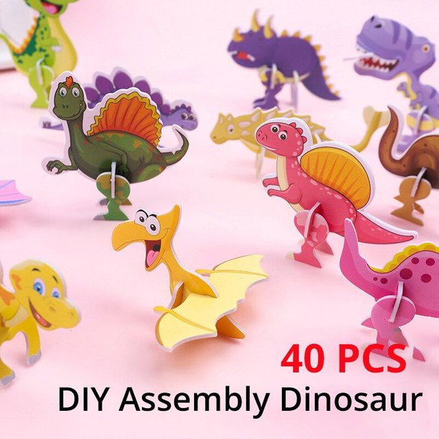40-teiliges Paper Dinosaur 3D Puzzle DIY Dinosaur Modeling Toy - Bild 1