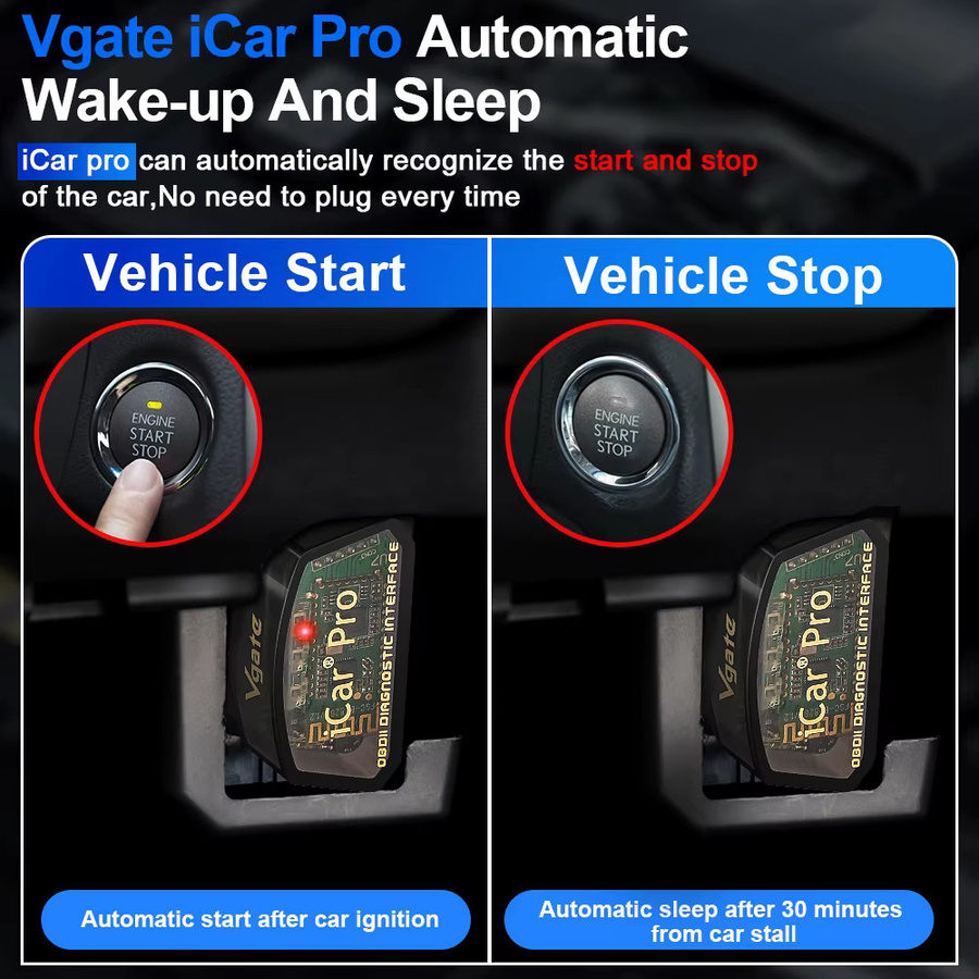 Vgate ICar Pro OBD2 Auto-Diagnosegerät mit WiFi und Bluetooth 4.0 in Schwarz für iOS und Android - Bild 4