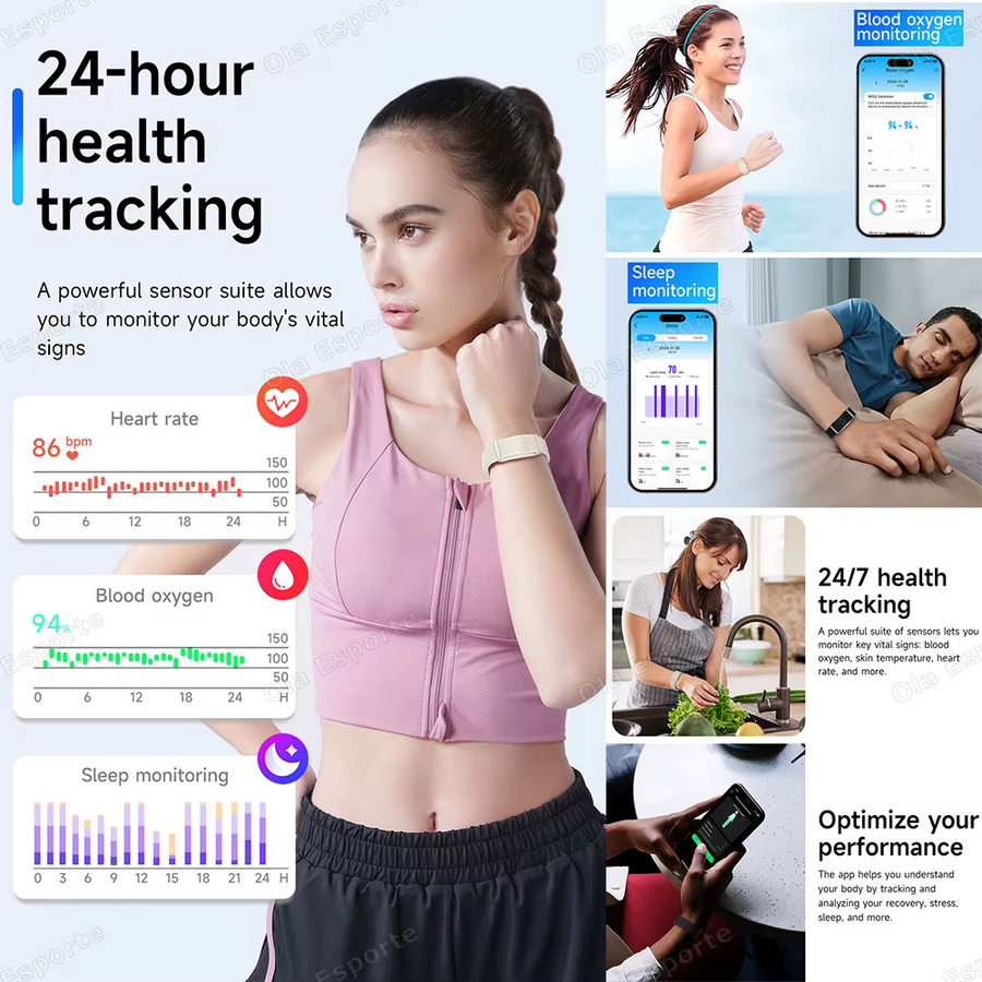 Ola Esporte Fitness-Tracker-Armband ohne Bildschirm, intelligentes Sportarmband mit Herzfrequenz- und Schlafüberwachung, wasserdicht, Unisex, Schwarz oder Weiß - Bild 3