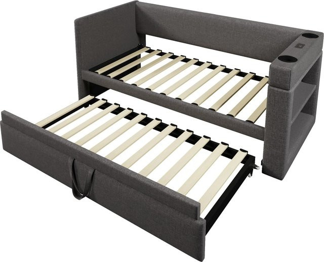 Merax Daybett Schlafsofa mit USB-C Ladestation und Schubladen, Grau, B/T/H: 190 x 90 x 74 cm - Bild 1