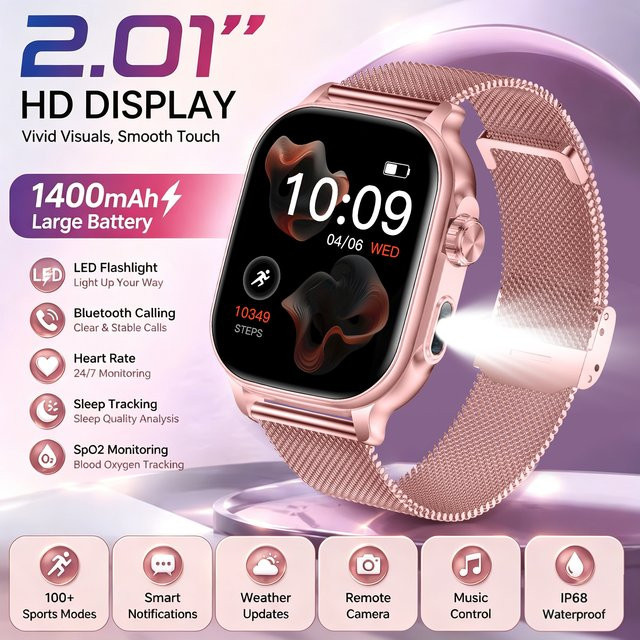 Amazfit Bip 6 Smartwatch für Damen in Pink mit Bluetooth-Anruf, Herzfrequenzmessung und IP68 Wasserdichtigkeit - Bild 1