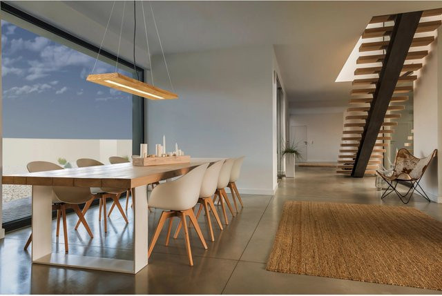 Trio LED-Pendelleuchte modern in Nickel antik und Echtholz braun - Bild 1