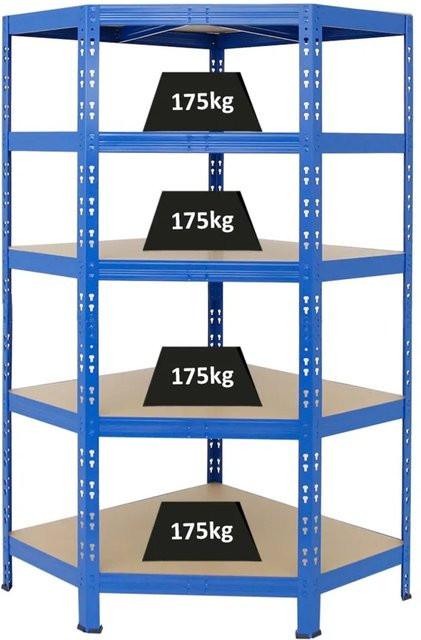PROREGAL Eckregal Tiger Blau mit verstellbaren Fachböden, H x B x T: 180 x 90 x 45 cm - Bild 1
