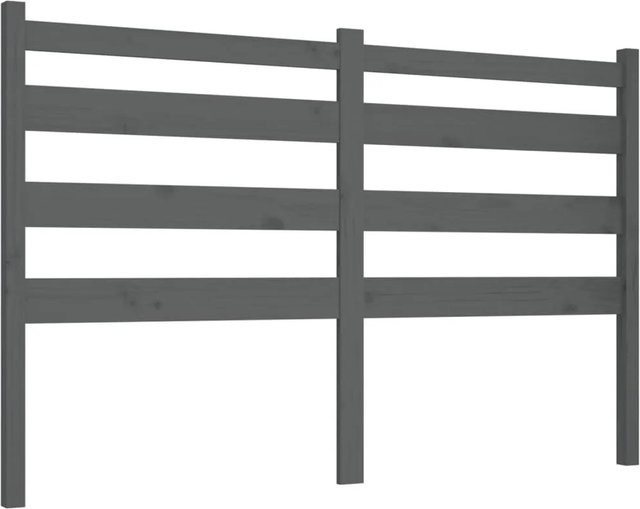 vidaXL Kopfteil aus Massivholz Kiefer in Grau mit Lattendesign, B/H: 186 x 100 cm, Tiefe: 4 cm - Bild 1
