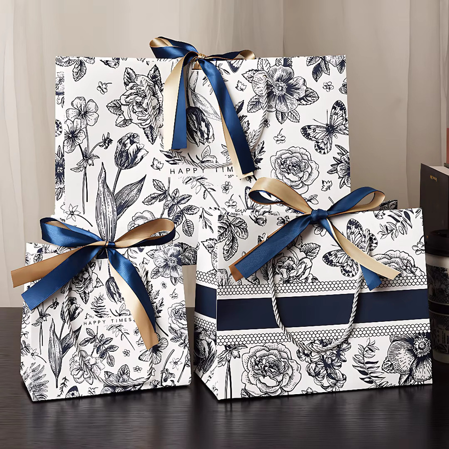 Premium Papiertüten mit Band für Muttertag und Geburtstag, weiße Geschenktüten aus Papier, 10 oder 20 Stück - Bild 2