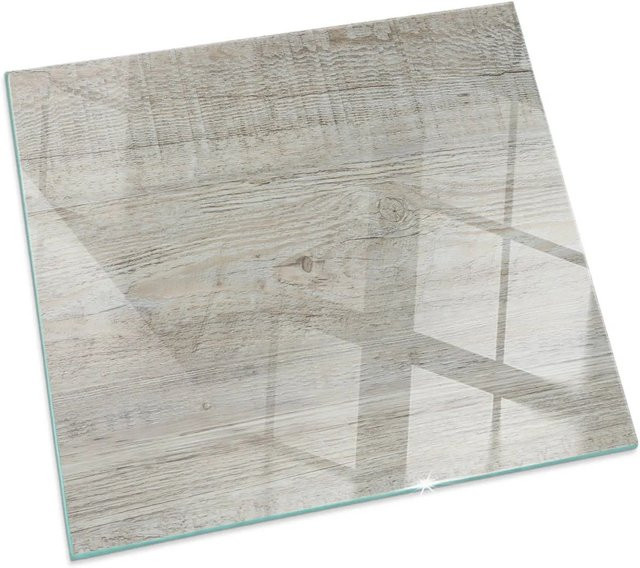 Tulup Glasplatte für Kaminöfen in Beige mit heller Holzstruktur, B/B/H: 60 x 60 x 0 cm - Bild 1