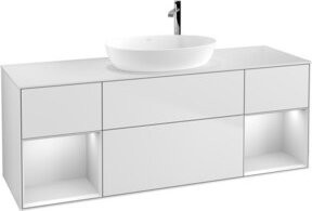 V&B Waschtischunterschrank Finion mit Wandbeleuchtung, Farbe Weiß lackiert, Breite: 160 cm, Tiefe: 50,1 cm, Höhe: 50,1 cm - Bild 1