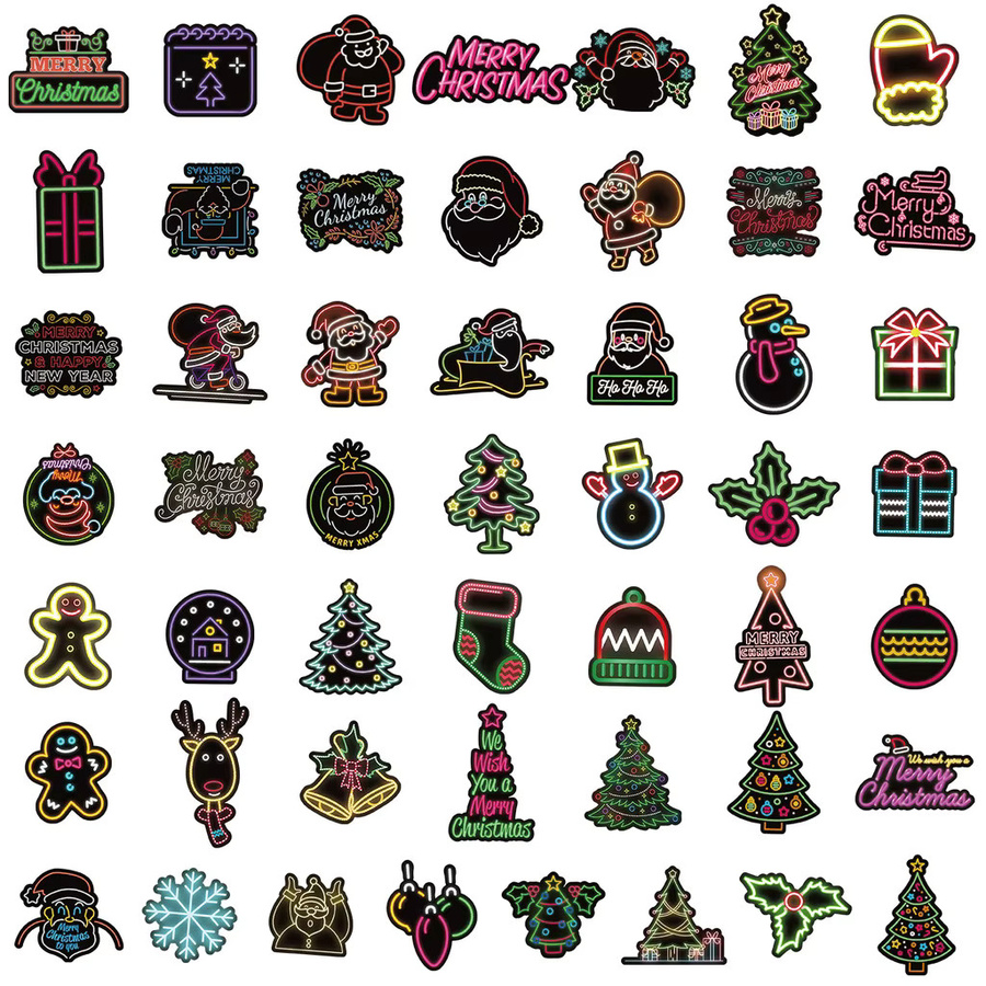 50 Stück Neon Weihnachten Graffiti Aufkleber Multicolor von BulingBulingStickers Store - Bild 2