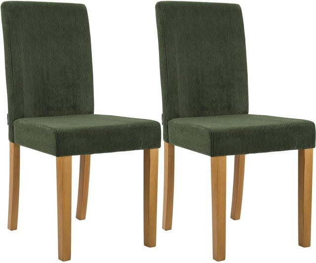 2er Set Esszimmerstühle DELUKE DALAN in Grün mit Cord-Bezug, B/T/H: 41 x 47 x 91 cm - Bild 1