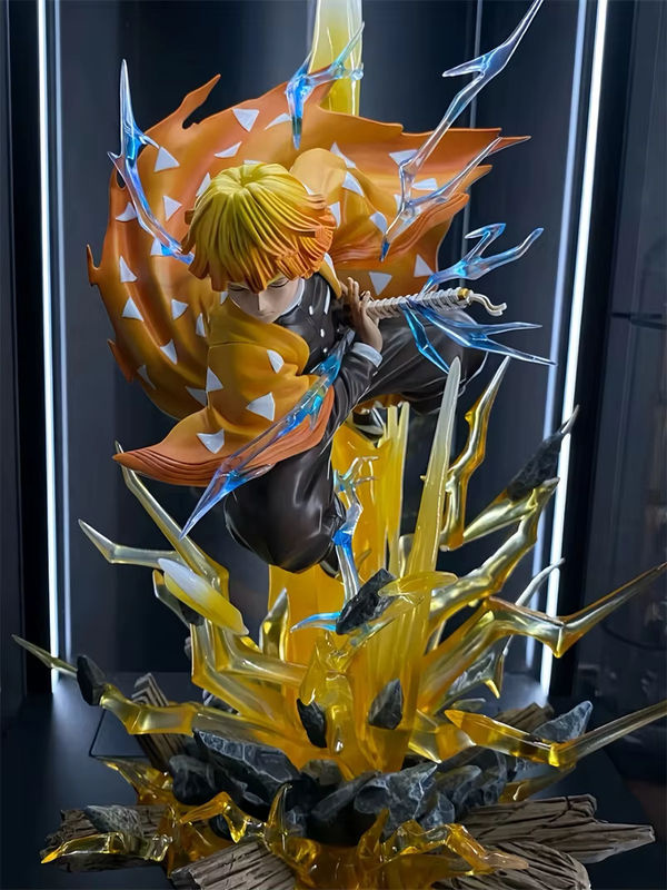 Bandai Agatsuma Zenitsu Anime Figur aus Kunstharz, leuchtende Doppelkopf-Statue in Gelb, Höhe: 30 cm - Bild 2