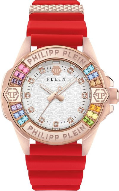 Philipp Plein Damenuhr, Quarz, Edelstahl, Roségold, 38 mm, Silikon - Bild 1