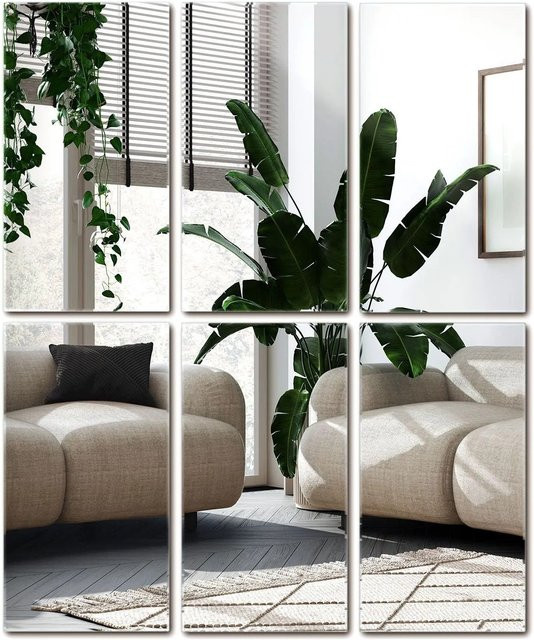 Wallfluent Spiegelfliesen selbstklebend, 6 Stück, rechteckig, transparent, B: 16 cm, H: 30 cm - Bild 1