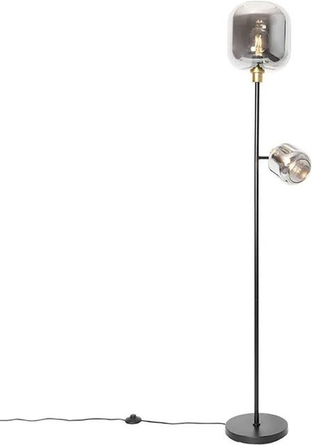 QAZQA Stehlampe Zuzanna in Schwarz und Gold mit Rauchglas, dimmbar, Höhe: 170 cm, Breite: 26,5 cm, Tiefe: 26,5 cm - Bild 1