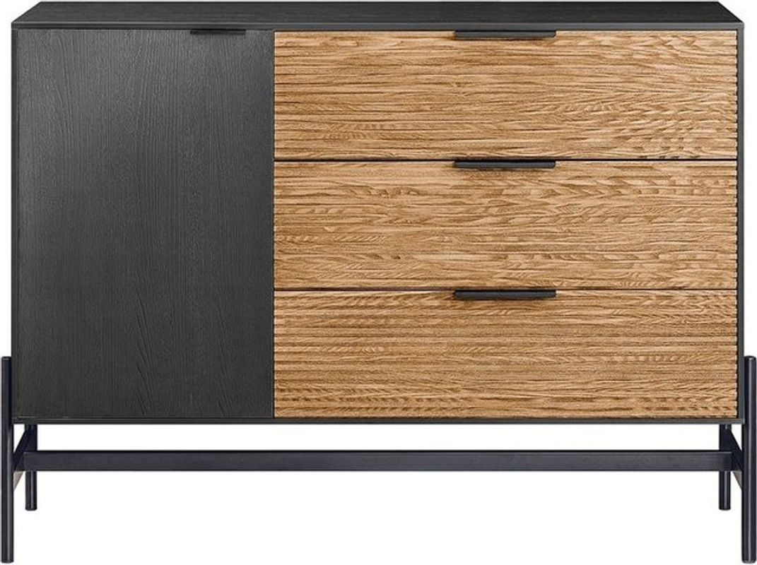 SoBuy Sideboard im Industrial Design mit 3 Schubladen, Schwarz/Weiß, B/T/H: 113 x 40 x 82,5 cm - Bild 1