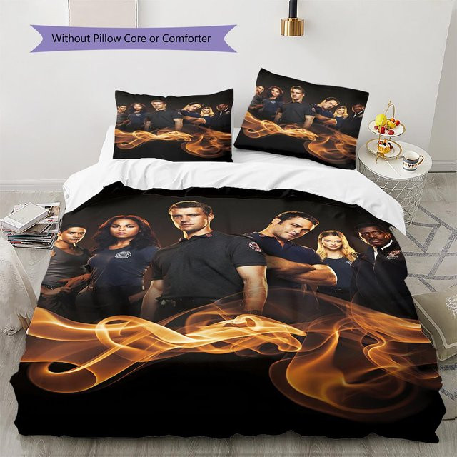 Chicago Fire Bettwäsche Set mit Bettbezug und 2 Kissenbezügen in Schwarz, B/H: 155 x 200 cm - Bild 1