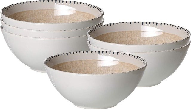 Ritzenhoff & Breker Müslischalen Natura aus Keramik, 6er Set, Beige/Weiß, Durchmesser: 16,5 cm - Bild 1