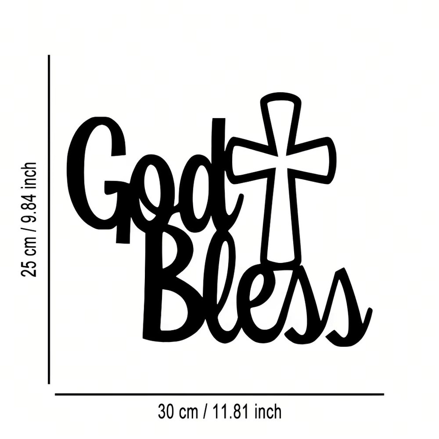 CIFBUY Metall-Wandschild God Bless in Schwarz als religiöse Dekoration aus Eisenkunst - Bild 2