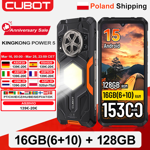 Cubot KingKong Power 5 Robustes Smartphone Android 15 mit 15300mAh Akku, 6,88 Zoll Display, 6GB RAM, 128GB ROM, NFC und Bluetooth in Schwarz - Bild 1