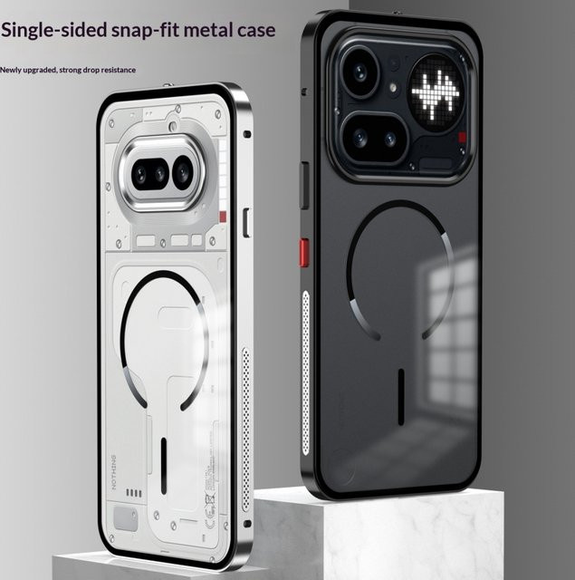 Snap Lock Magnetische Schutzhülle aus Aluminiumlegierung für Nothing Phone 4a Pro in Transparent/Silber mit stoßfester Abdeckung und Metallstoßfänger - Bild 1