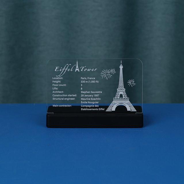 Kyglaring LED-Licht Acryl-Displaytafel Schild Namensschild für Eiffelturm 10307 - Bild 1