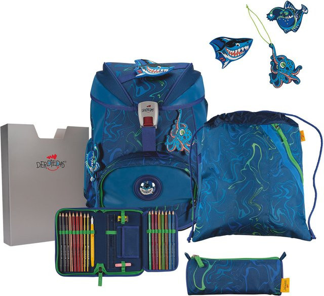 DerDieDas ErgoFlex Exklusiv Superflash Schulrucksack-Set 5-teilig mit Sportbeutel in Water Splash Blue Multicolour - Bild 1